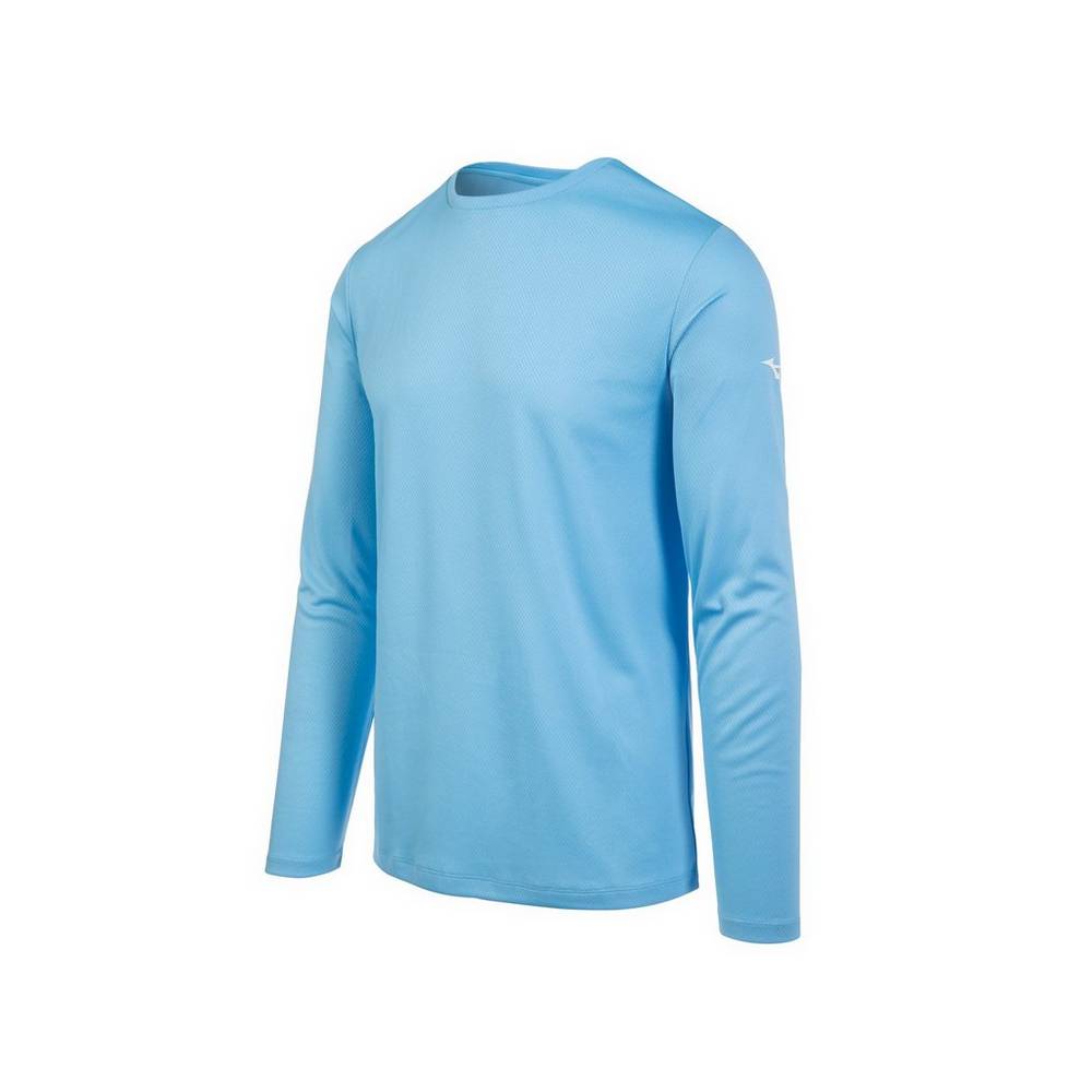 Maglietta Mizuno Long Sleeve Uomo - Blu Chiaro - 96721-VEFX